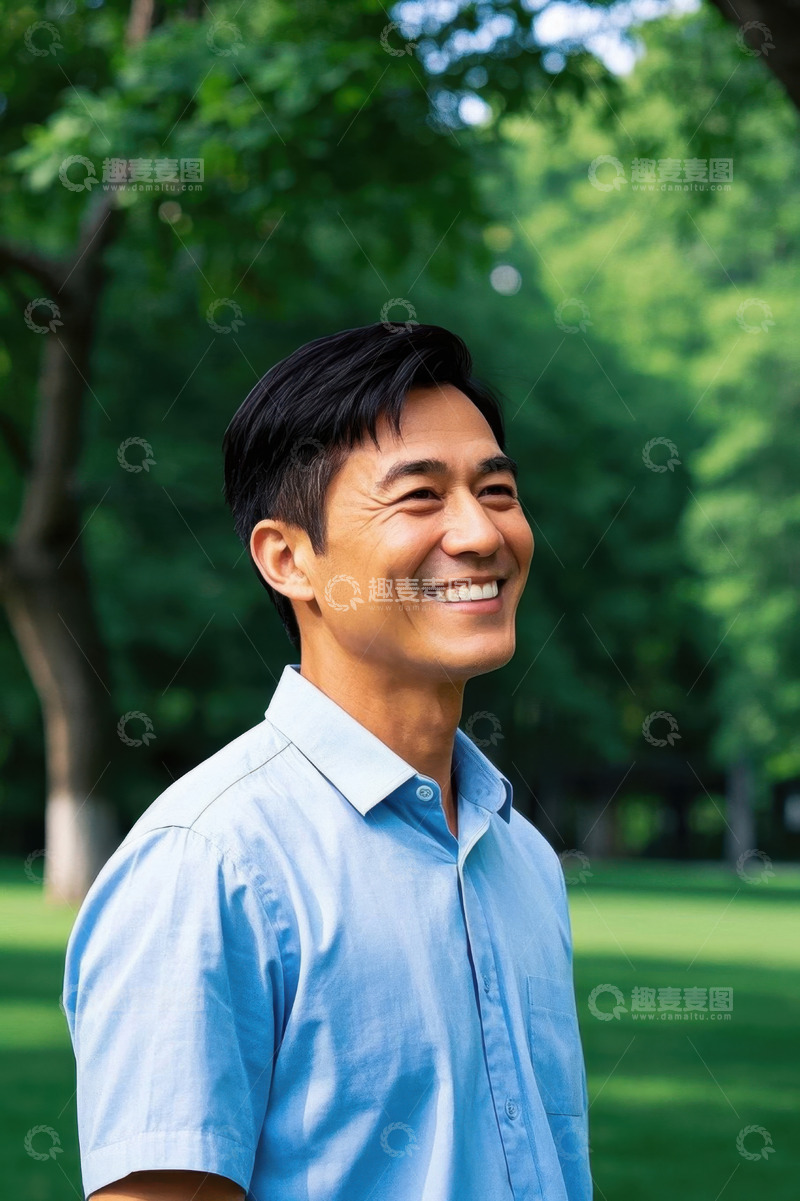 高清大图下载【趣麦麦图】快乐微笑的亚洲男士户外写真