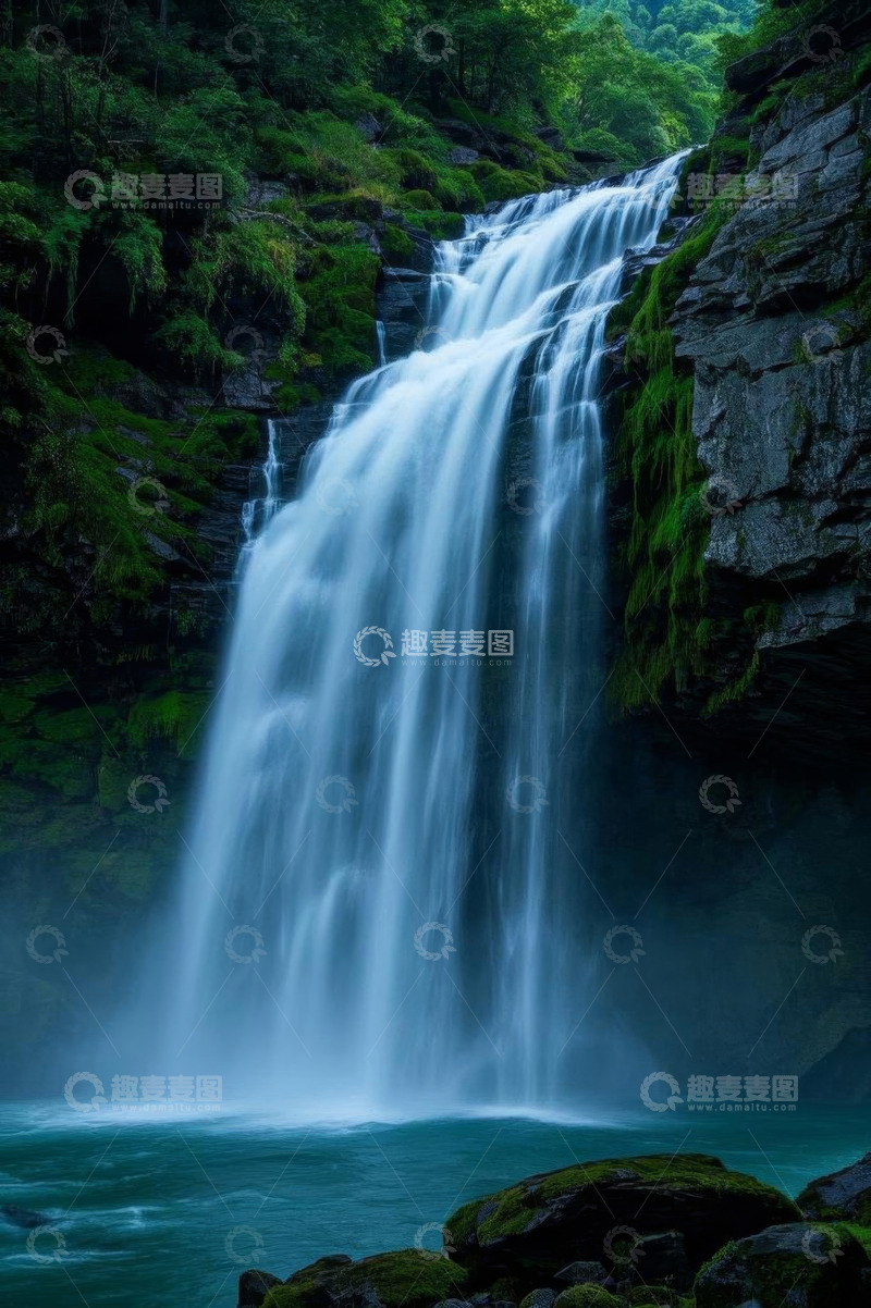 高清大图下载【趣麦麦图】山间瀑布自然景观