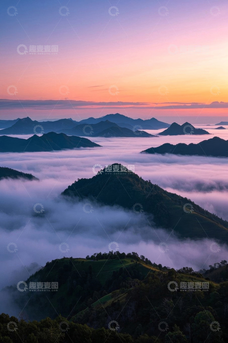 高清大图下载【趣麦麦图】山间云海日出自然景观