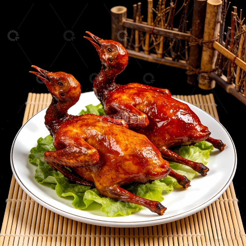 高清大图下载【趣麦麦图】一对诱人的烤乳鸽