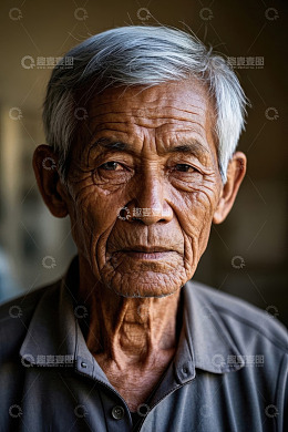 饱经风霜的老年男子肖像