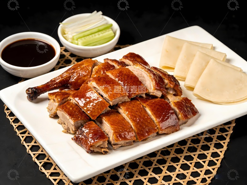 高清大图下载【趣麦麦图】北京烤鸭蘸酱配饼