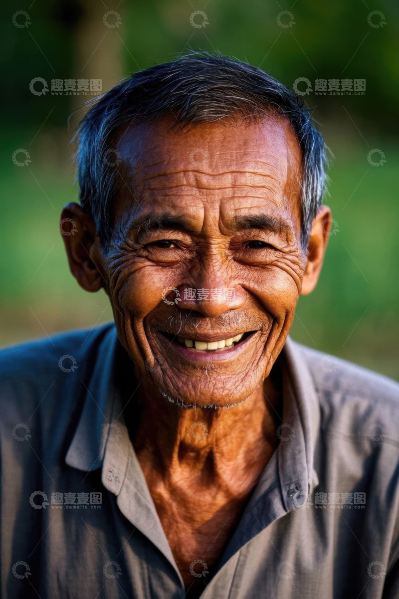 高清大图下载【趣麦麦图】一位慈祥和蔼的老年男子肖像