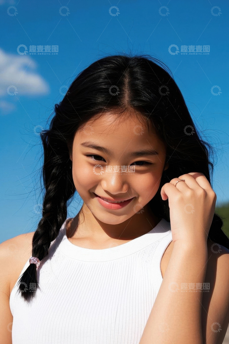 高清大图下载【趣麦麦图】阳光下笑容甜美的女孩