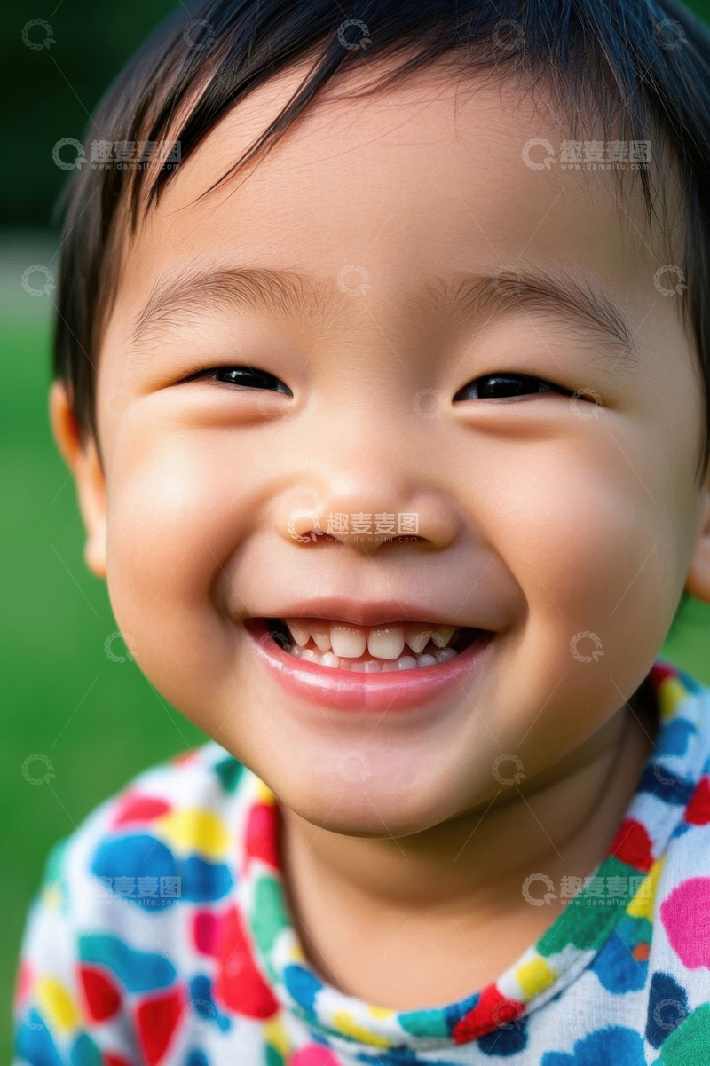 高清大图下载【趣麦麦图】可爱宝宝灿烂笑容特写