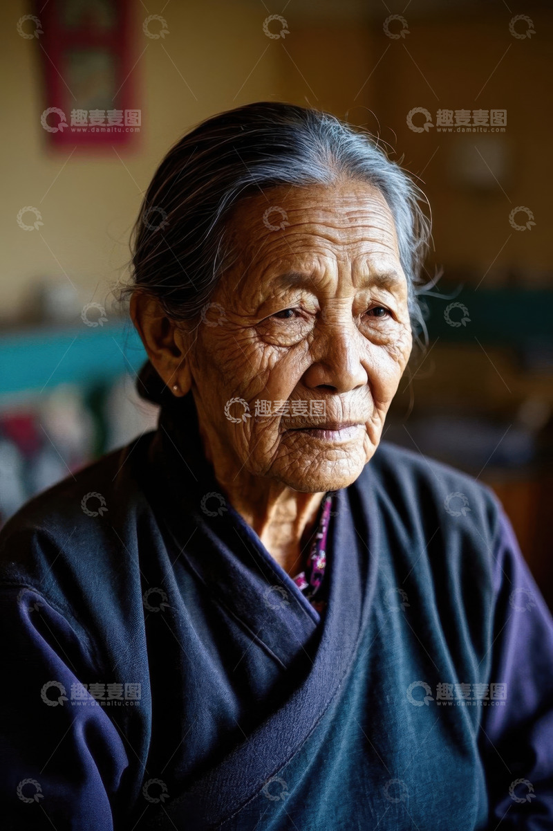 高清大图下载【趣麦麦图】一位慈祥的老年妇女肖像