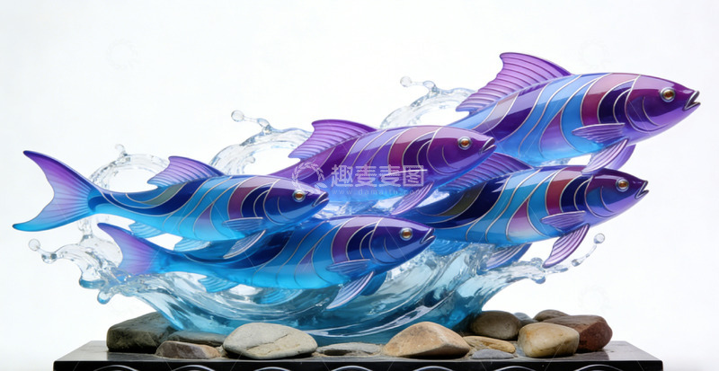 高清大图下载【趣麦麦图】玻璃鱼艺术摆件