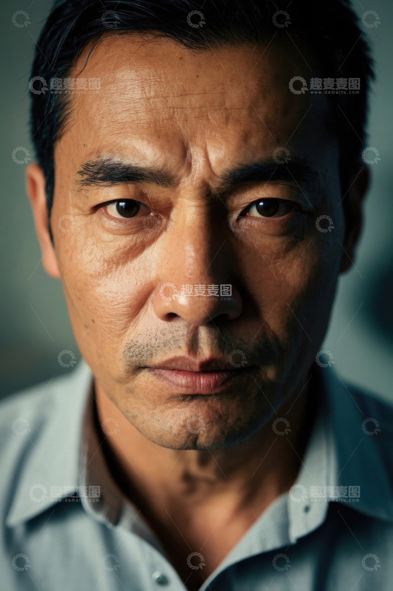 高清大图下载【趣麦麦图】亚洲中年男子特写肖像