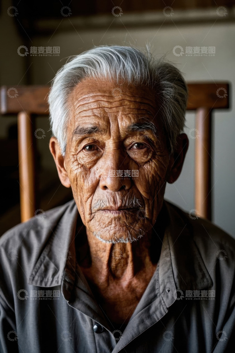 高清大图下载【趣麦麦图】一位饱经风霜的老年男子肖像