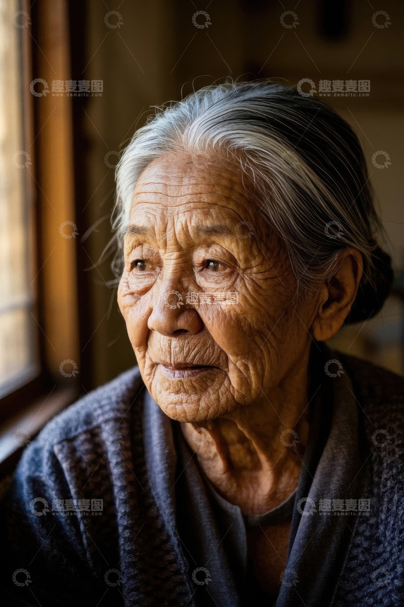 高清大图下载【趣麦麦图】饱经风霜的老年女性肖像