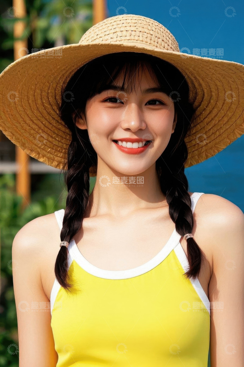 高清大图下载【趣麦麦图】阳光下笑容甜美的女孩