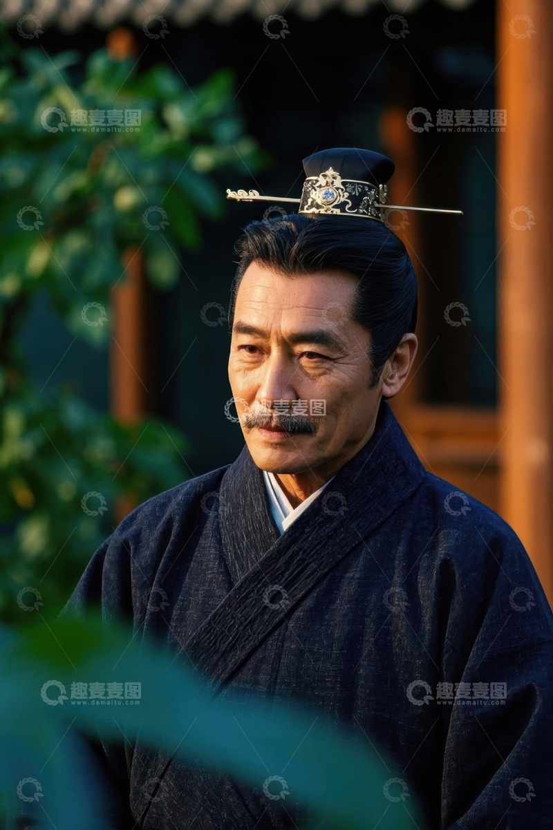 高清大图下载【趣麦麦图】身着古装的年长男子凝视远方