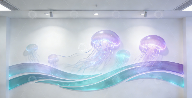 高清大图下载【趣麦麦图】梦幻水母墙绘艺术装饰