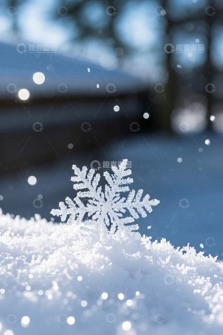 微距雪花特写自然风光