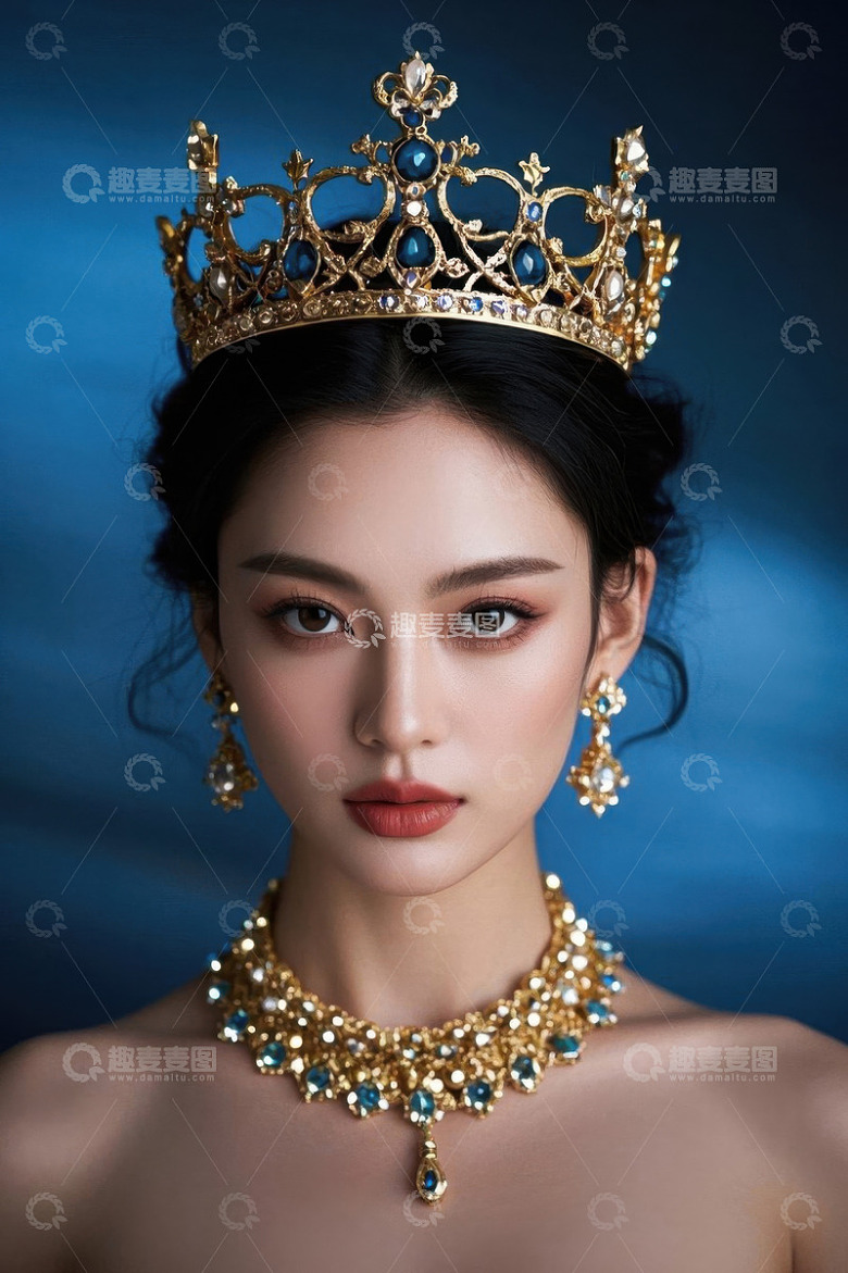 戴着金冠的美丽女子