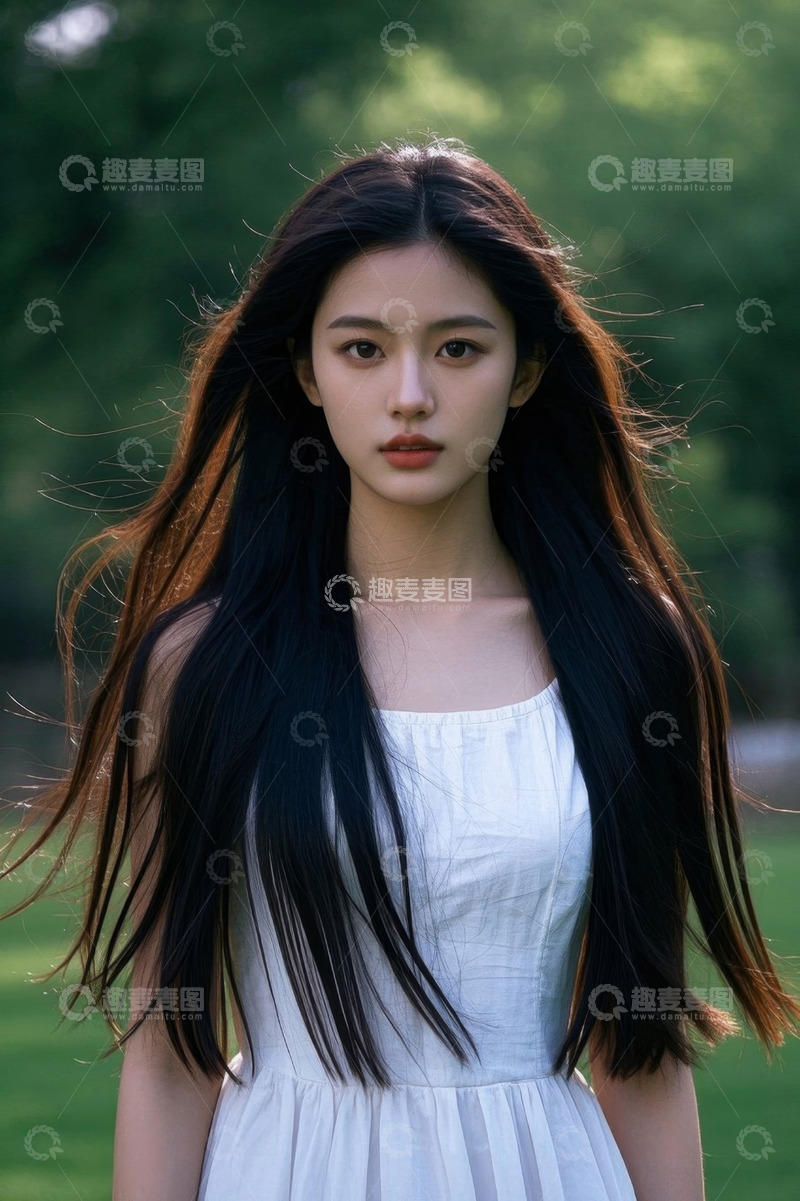 高清大图下载【趣麦麦图】清纯少女户外写真白色连衣裙