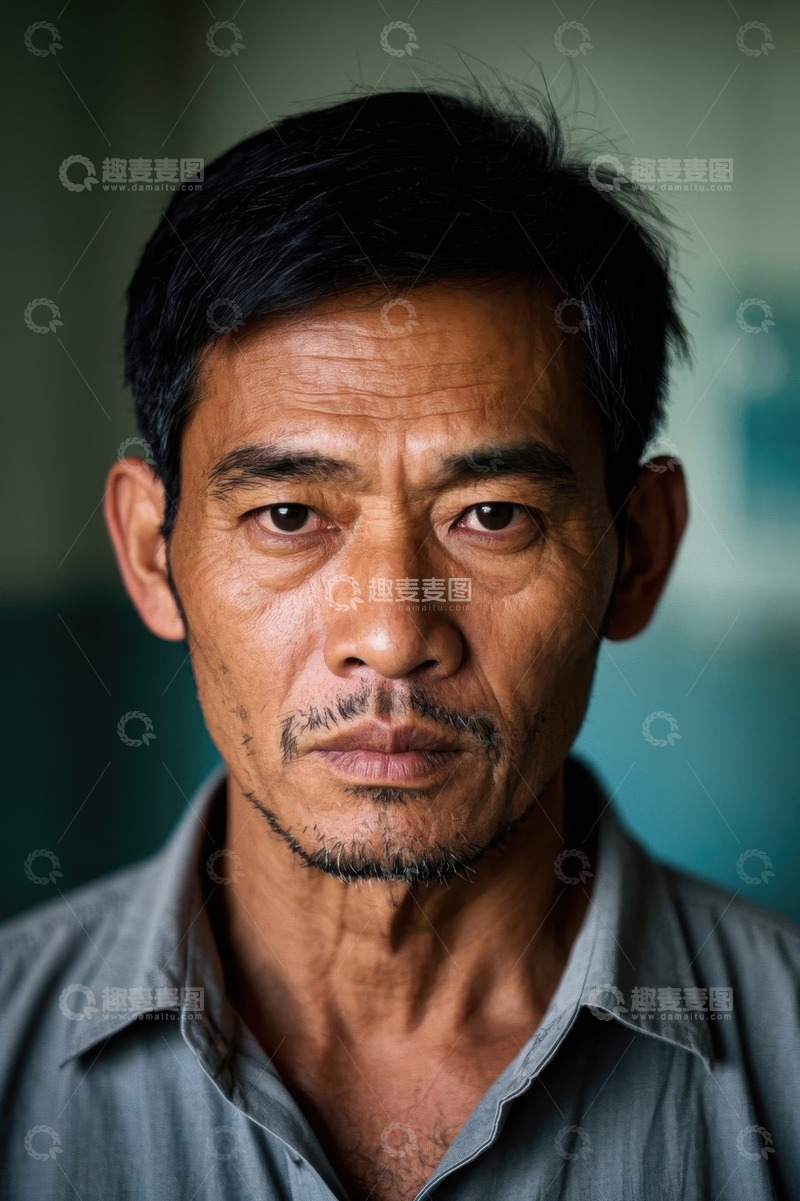 高清大图下载【趣麦麦图】亚洲中年男子肖像特写