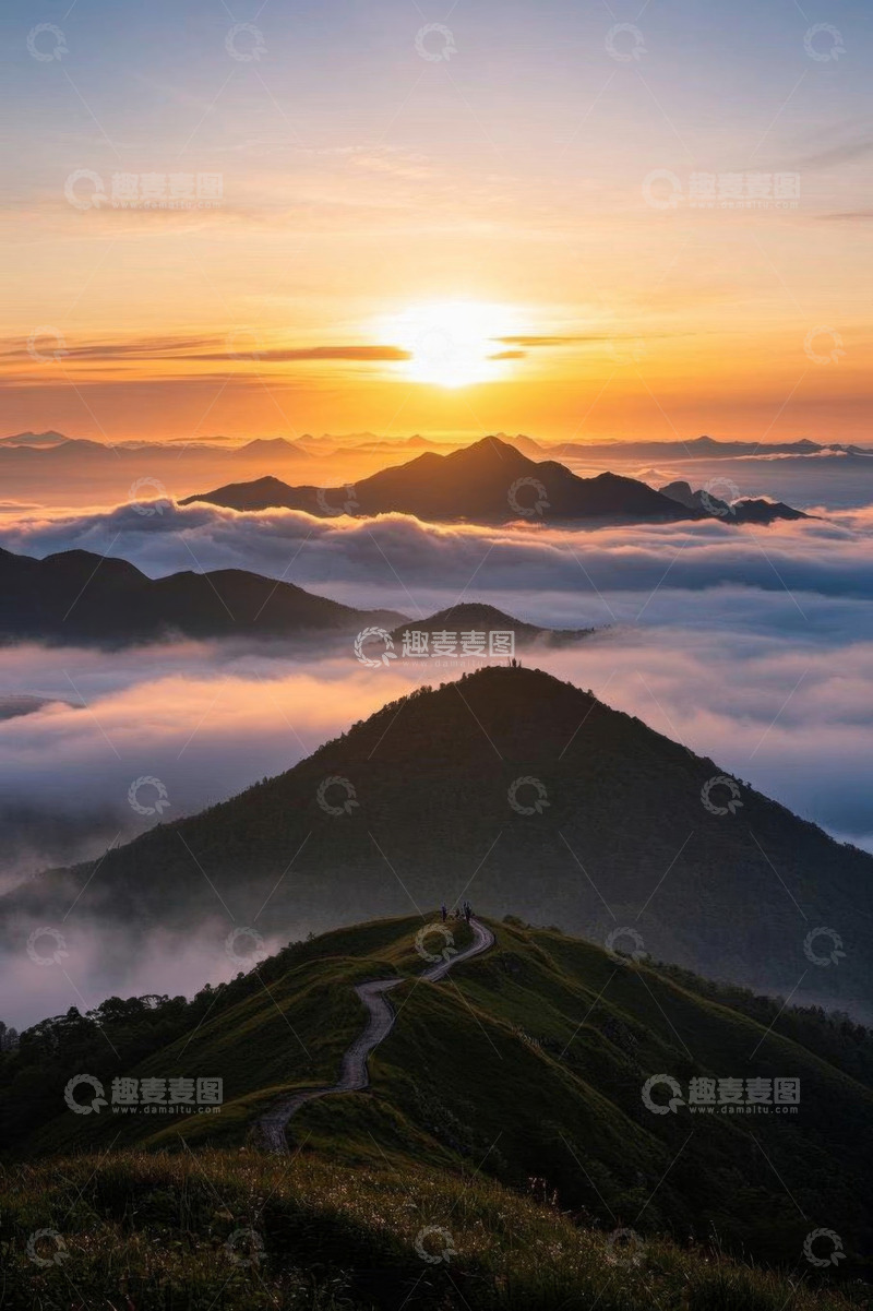 高清大图下载【趣麦麦图】山间日出云海自然风光