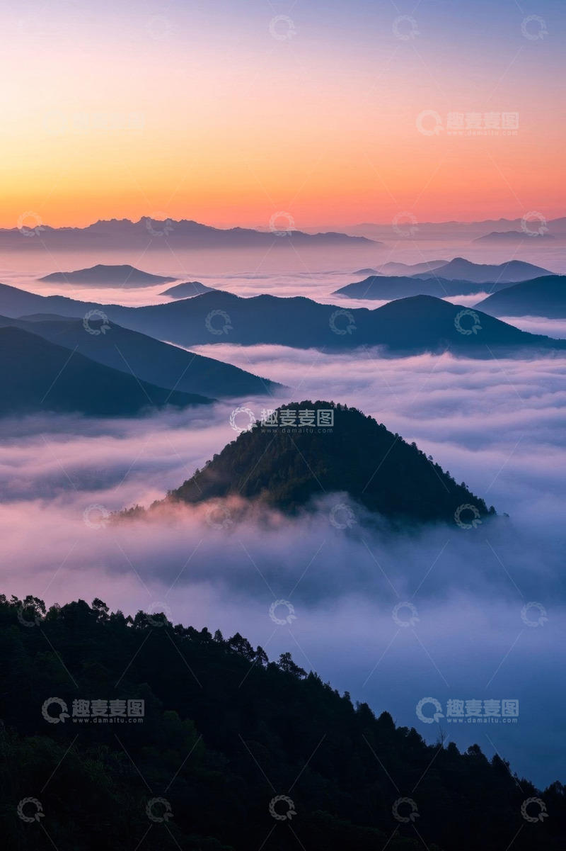 高清大图下载【趣麦麦图】山间云海日出自然景观