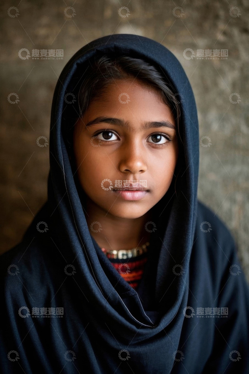 高清大图下载【趣麦麦图】女孩穿着黑色罩衫凝视镜头