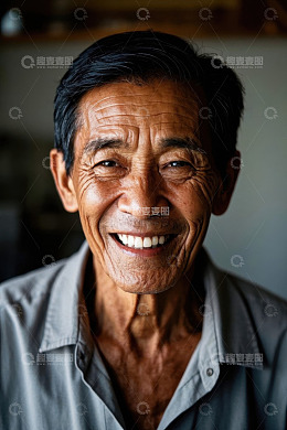 一位慈祥笑容的老年男子肖像