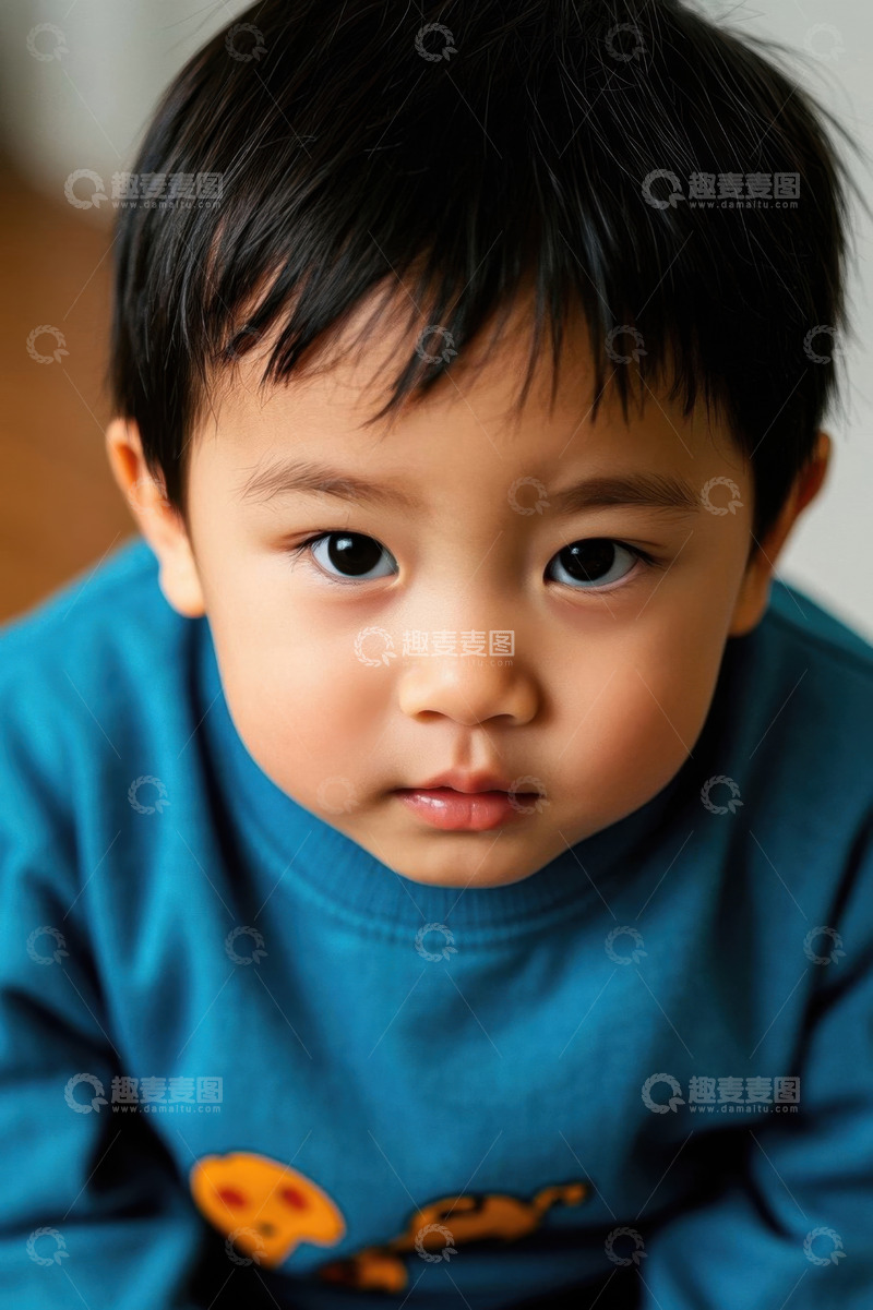 高清大图下载【趣麦麦图】可爱宝宝俯视镜头眼神专注