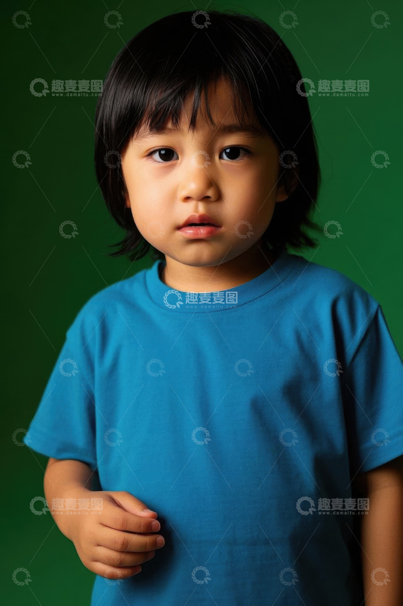 高清大图下载【趣麦麦图】可爱小男孩绿色背景写真