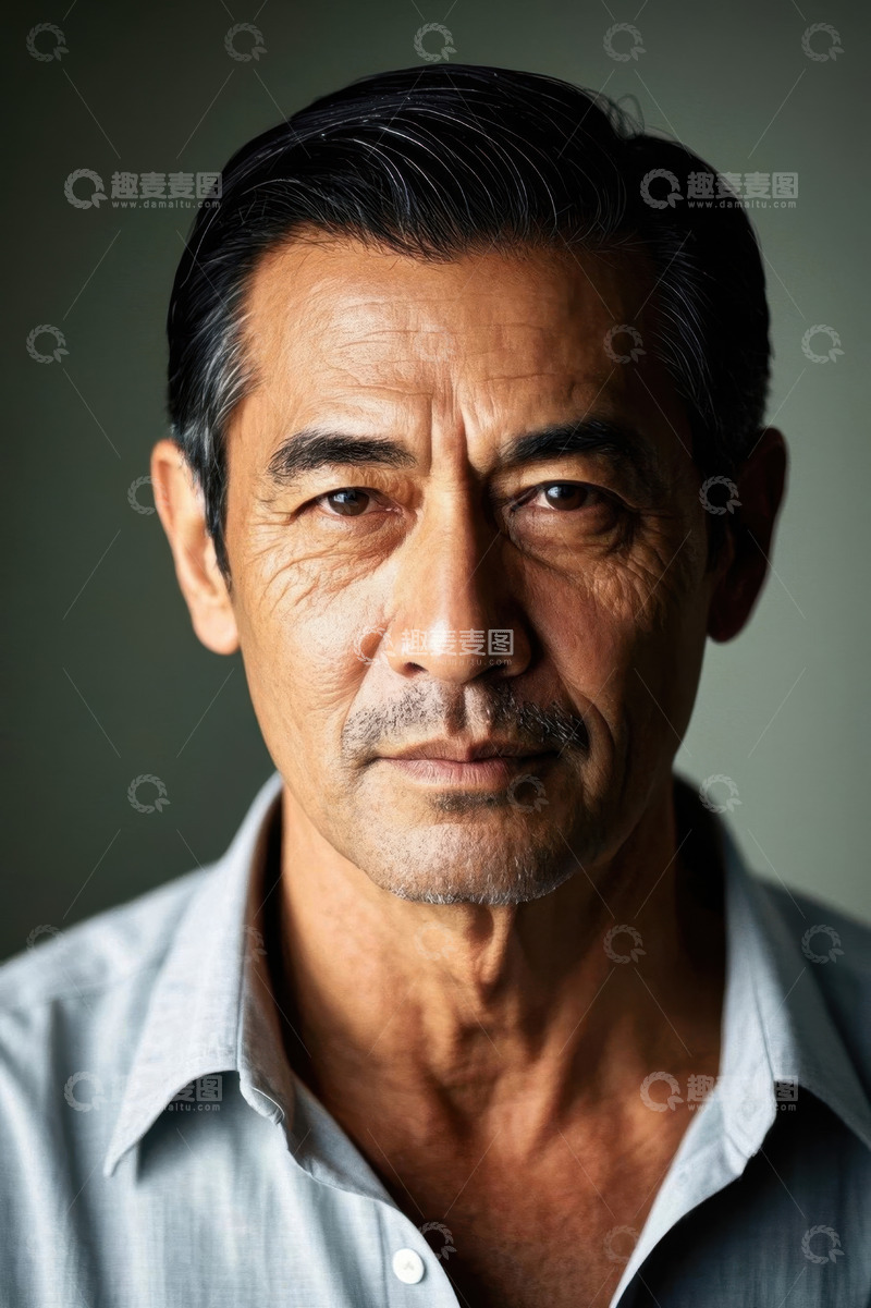 高清大图下载【趣麦麦图】中年男子肖像特写凝视镜头