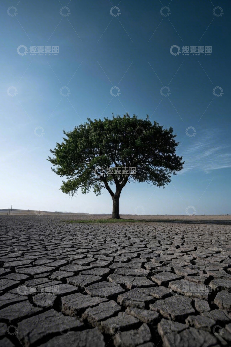 高清大图下载【趣麦麦图】干旱土地上的孤独树木