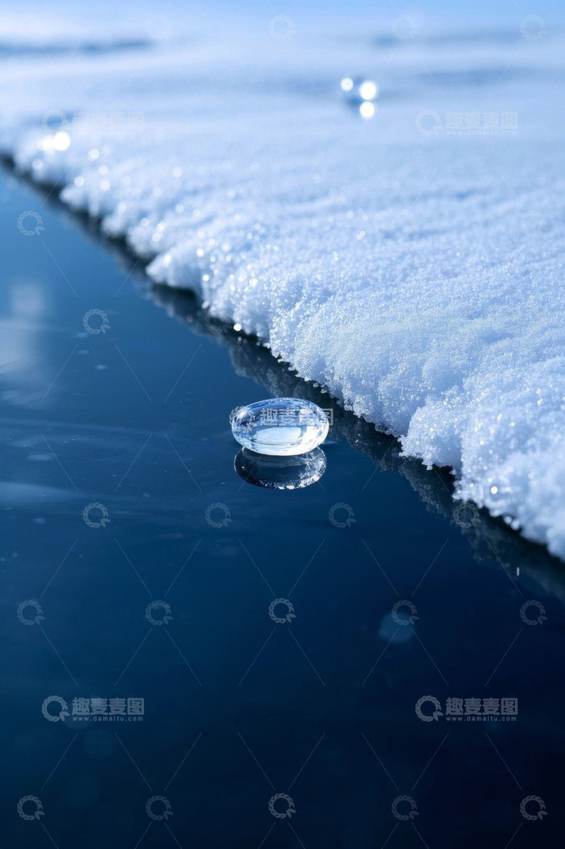高清大图下载【趣麦麦图】冰雪交界的透明物体特写