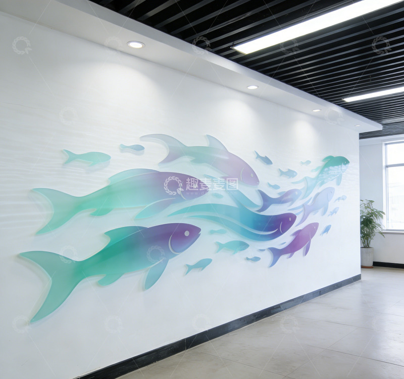 高清大图下载【趣麦麦图】现代办公空间艺术墙绘