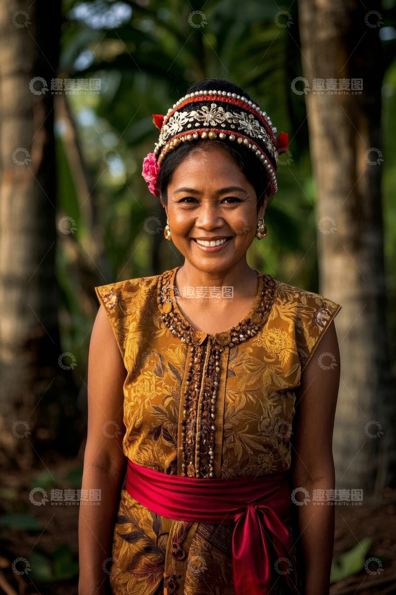 高清大图下载【趣麦麦图】身着传统服饰的微笑女子