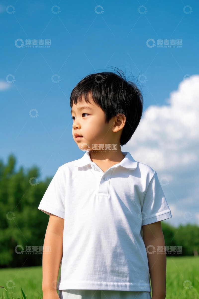 高清大图下载【趣麦麦图】阳光下可爱的小男孩户外写真