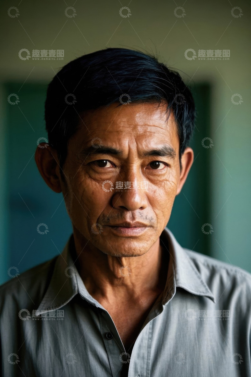 高清大图下载【趣麦麦图】一位亚洲中年男子肖像照