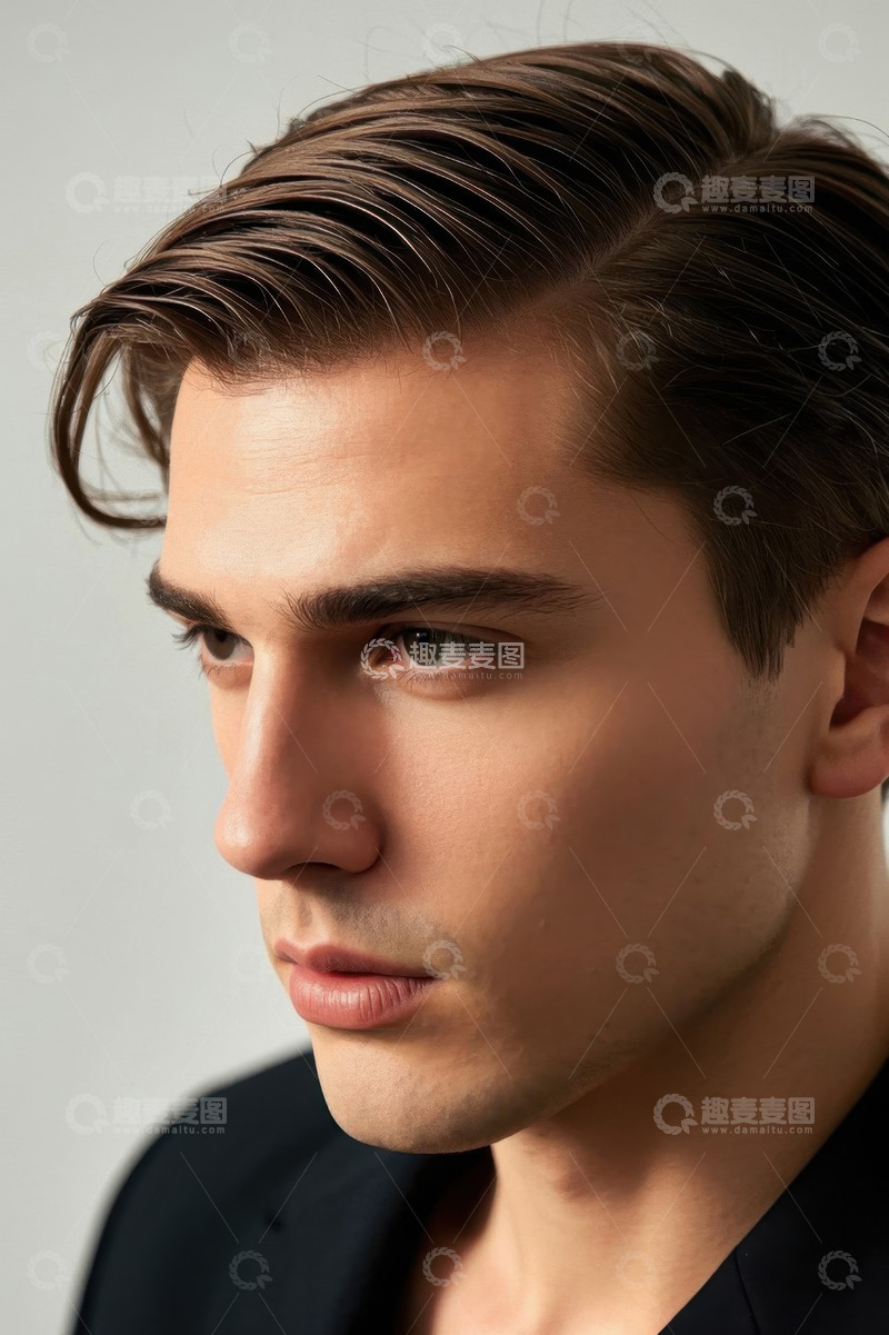 高清大图下载【趣麦麦图】时尚男士侧颜特写照片