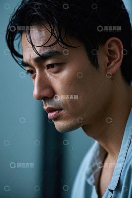 忧郁男子侧脸特写照片