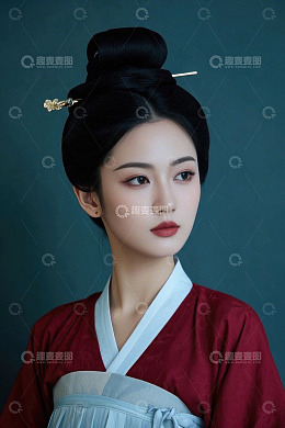 古典美女身穿汉服凝视远方