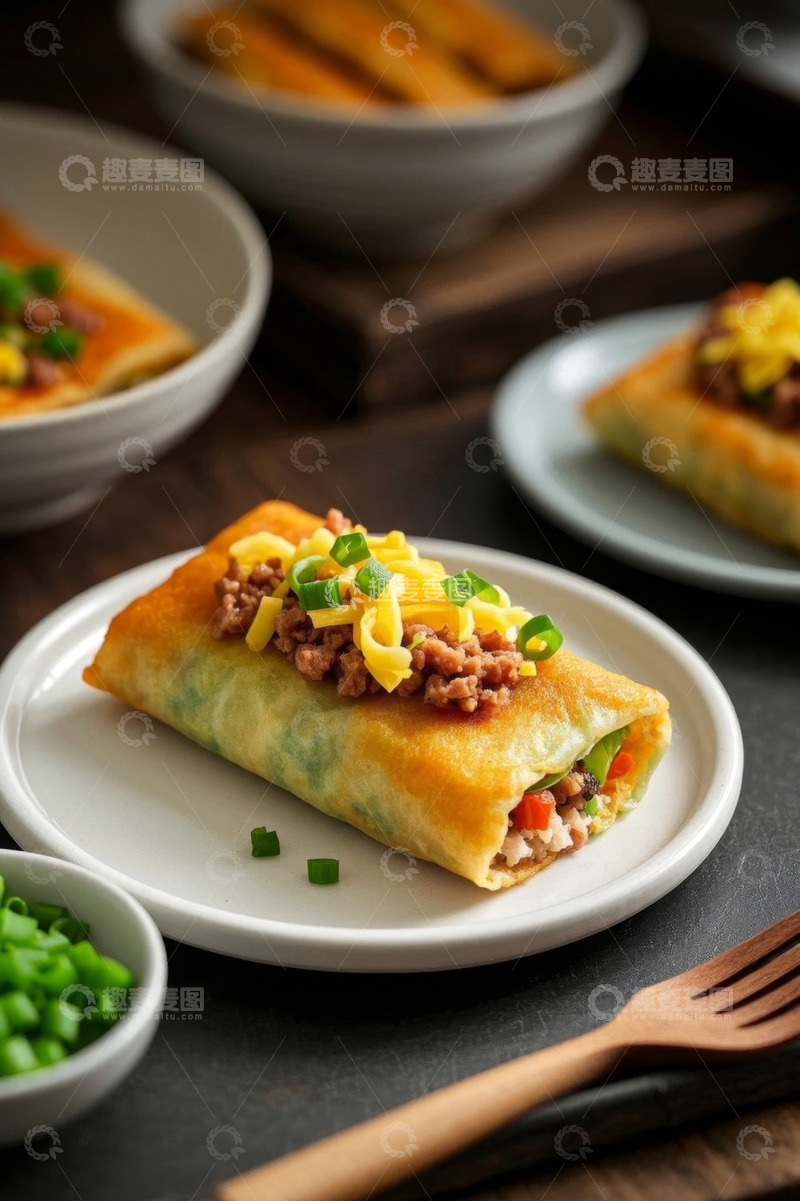 高清大图下载【趣麦麦图】美味煎饼卷食物特写