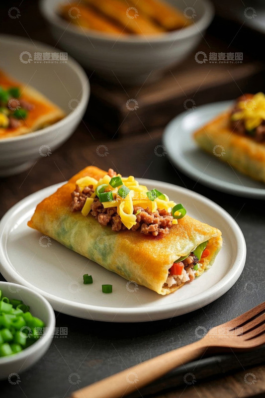 美味煎饼卷食物特写