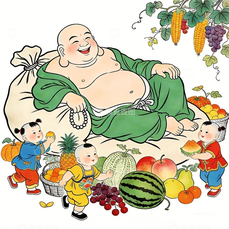 高清大图下载【趣麦麦图】大肚弥勒佛图片