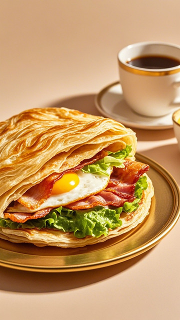 金黄煎饼早餐美食摄影图片