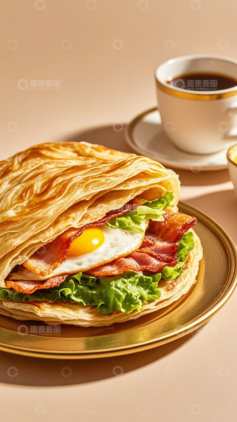 高清大图下载【趣麦麦图】金黄煎饼早餐美食摄影图片