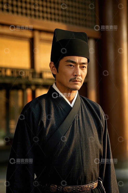 身着古装的男子凝重眼神