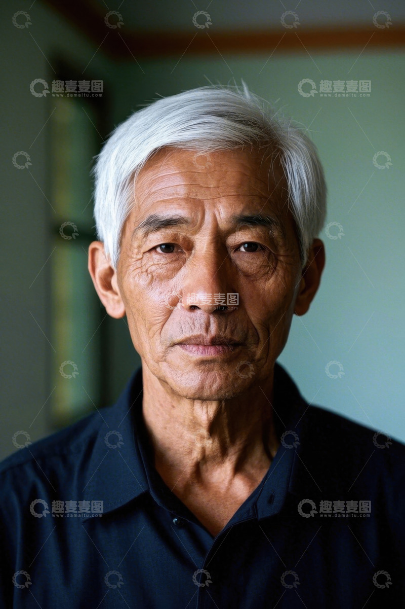 高清大图下载【趣麦麦图】一位年迈的亚洲男子肖像照