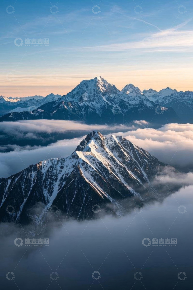 高清大图下载【趣麦麦图】雪山云海自然风光全景