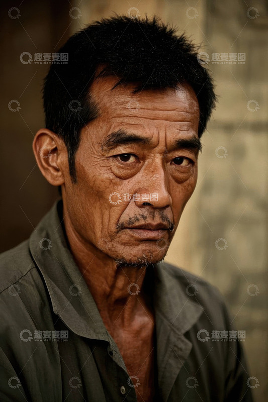 饱经风霜的亚洲老年男子肖像