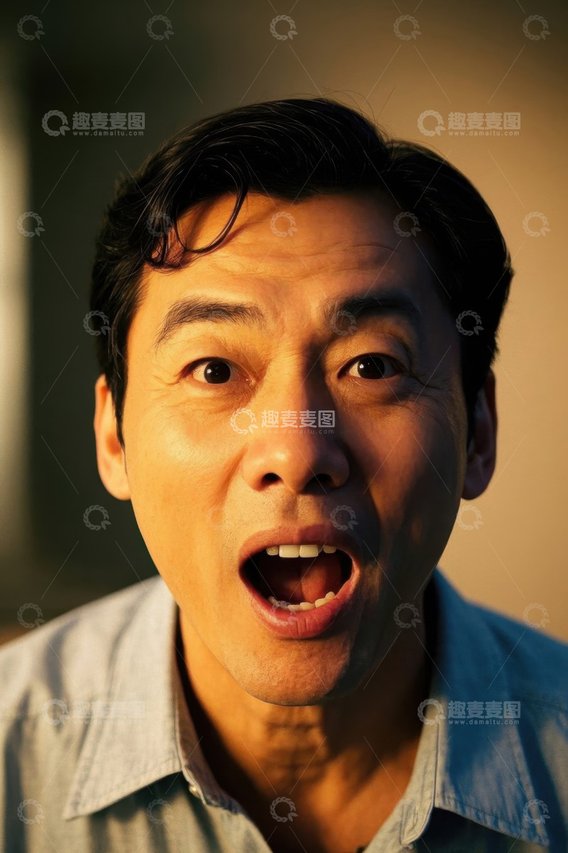 高清大图下载【趣麦麦图】惊讶表情的亚洲男子特写