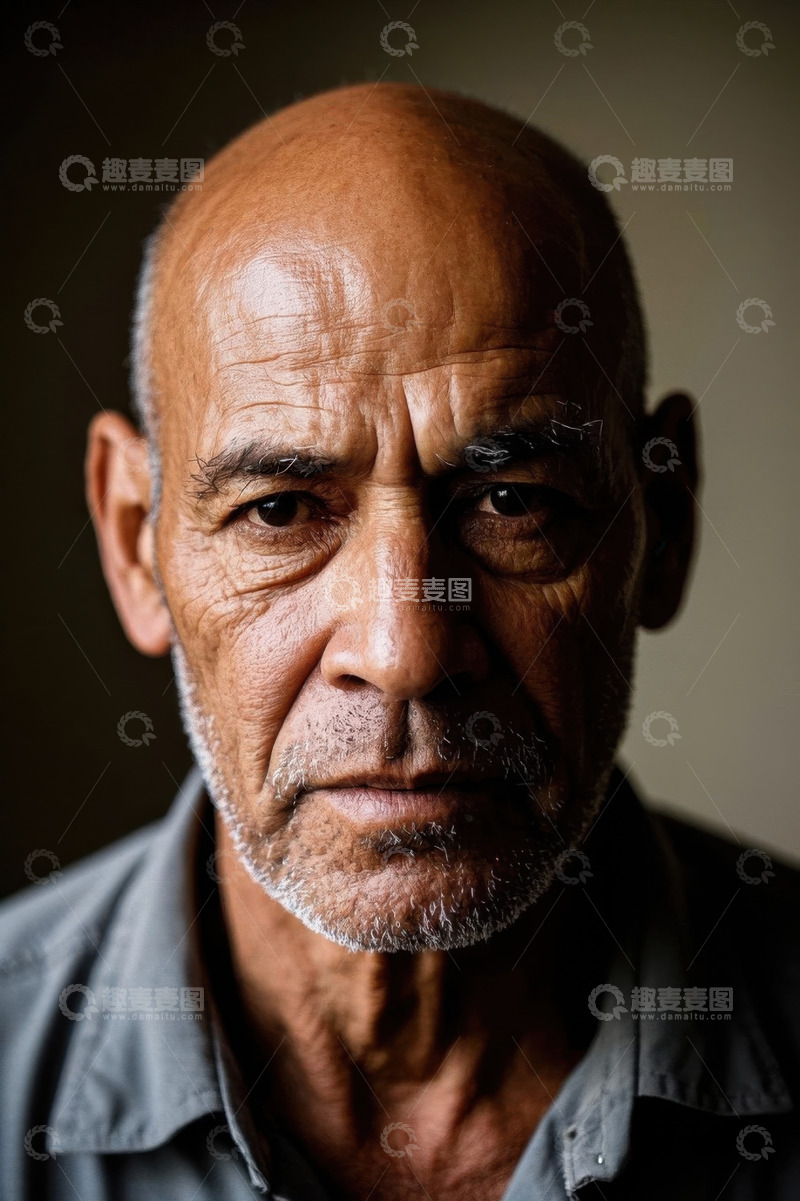 高清大图下载【趣麦麦图】一位饱经风霜的老年男子肖像