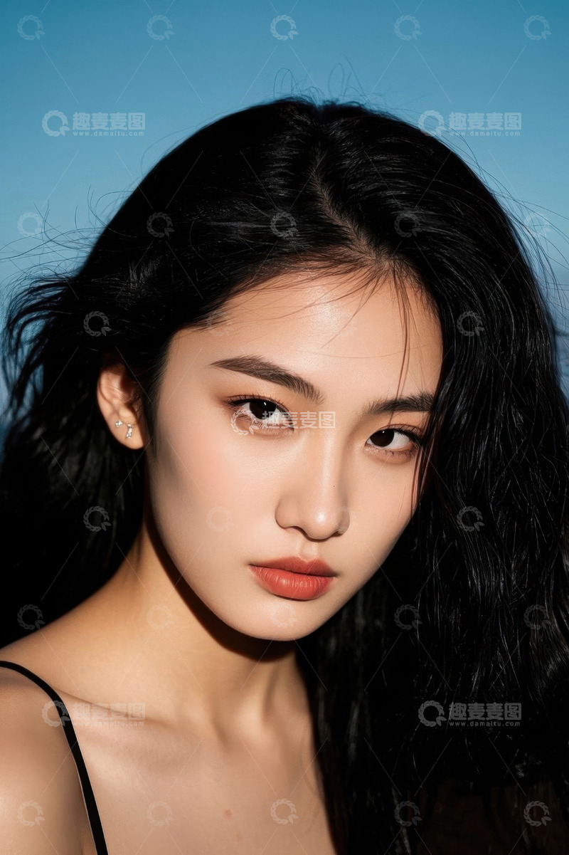 高清大图下载【趣麦麦图】美女写真黑色长发侧颜照