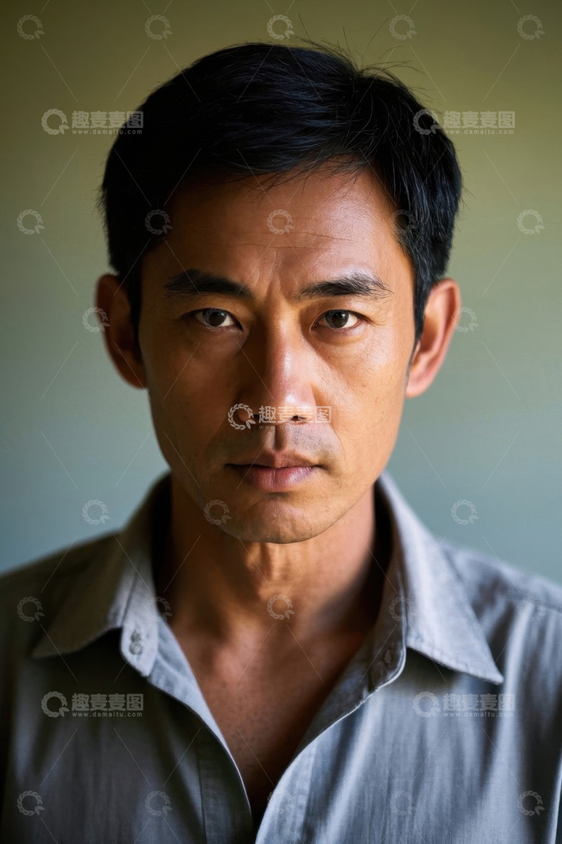 高清大图下载【趣麦麦图】亚洲男子肖像特写凝视镜头